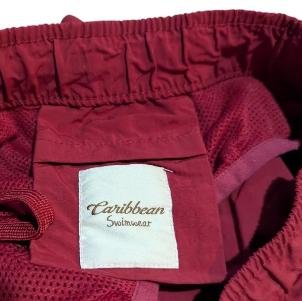 Caribbean Mens Swim Board Shorts Large Red Classic Preppy Cruise